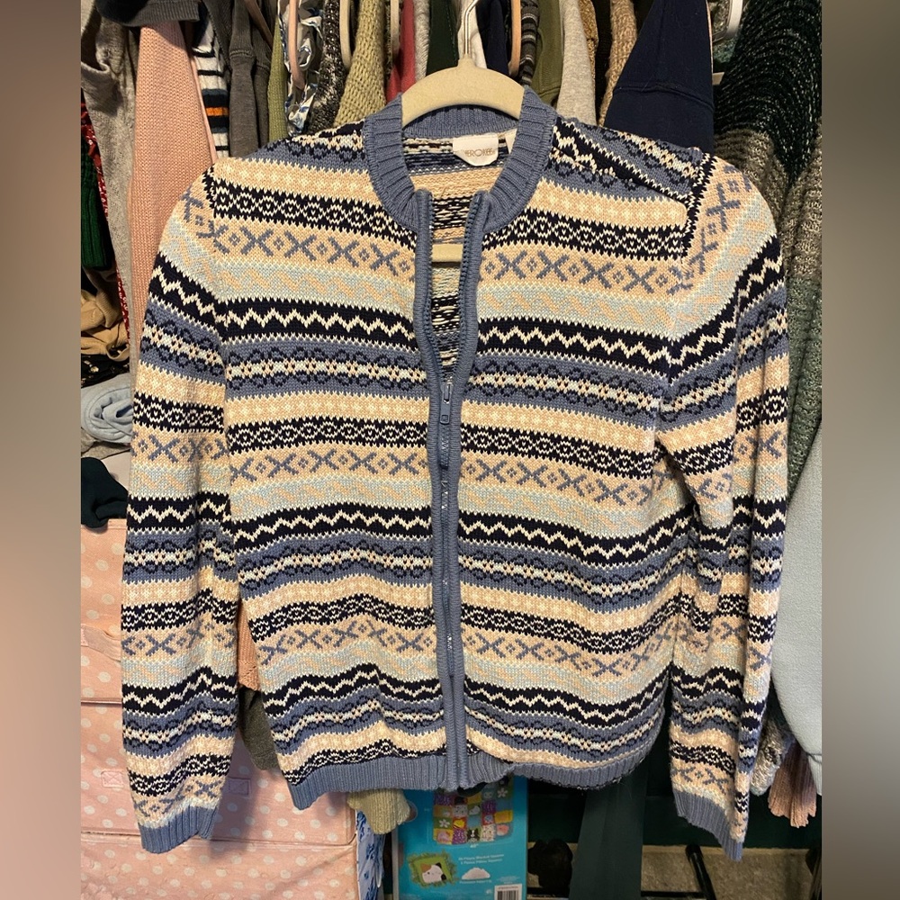 Patterned Knit Cardigan Sweater